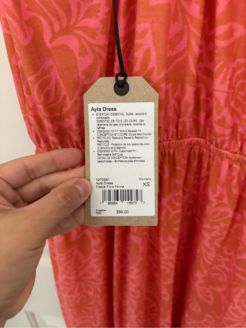 Prana Nwt size xs Coral Patterned Tank Dress - Picture 6 of 6